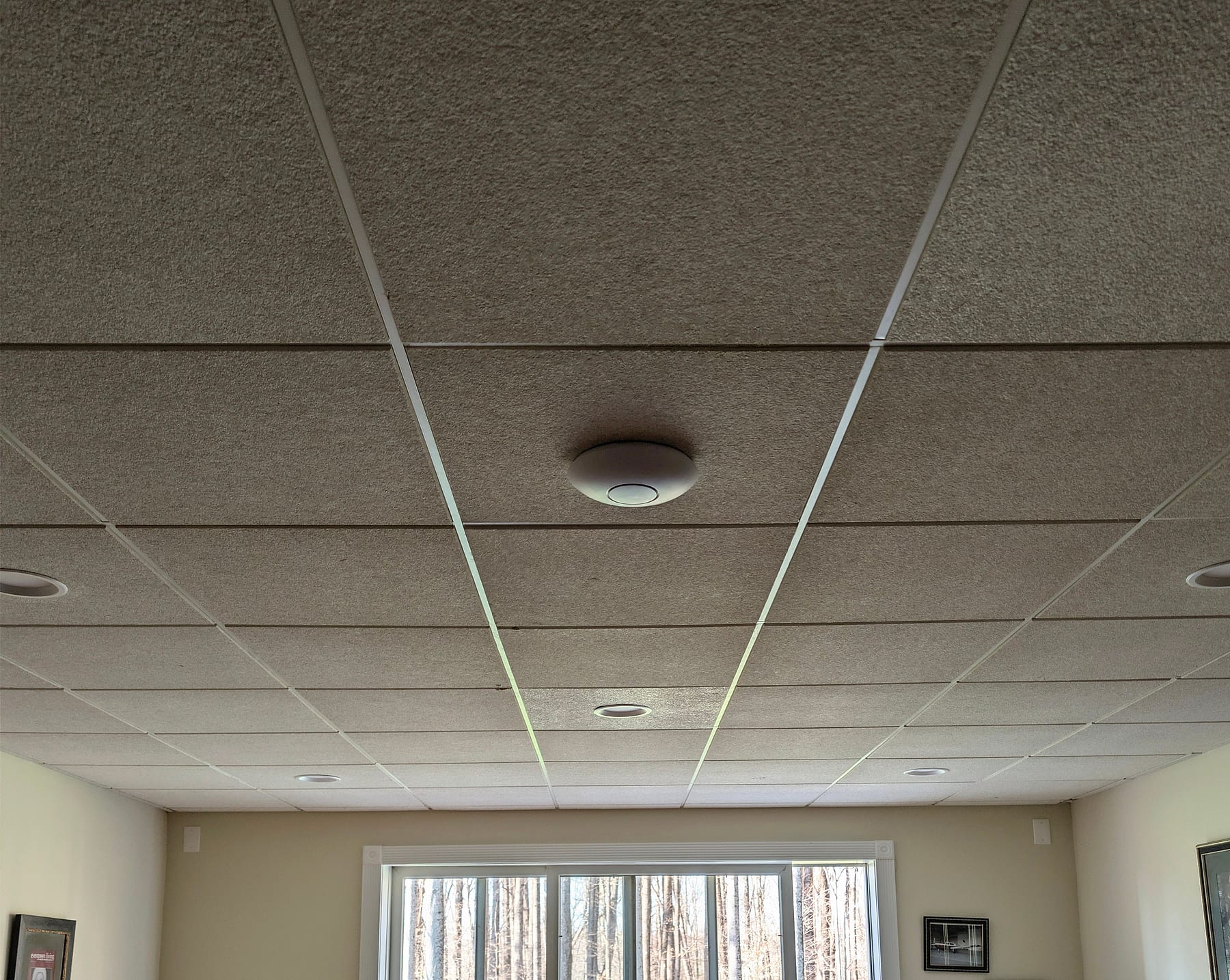 Access point in the finished basement ceiling